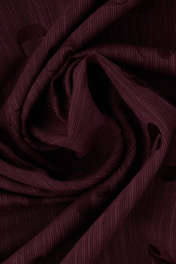 Bordo 75X200 B.Cacharel Logolu İpek Koton Jakar Etol - 2