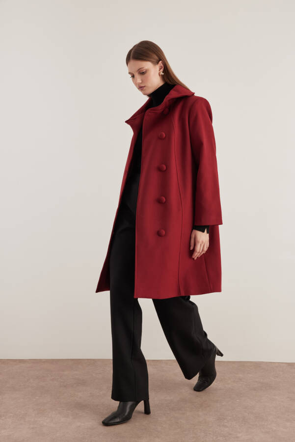 Bordo 8578112 Asimetrik Yaka Kaban - 1