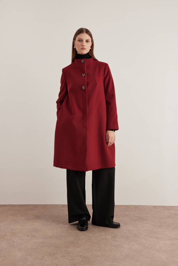 Bordo Bisiklet Yaka Kaban - 3