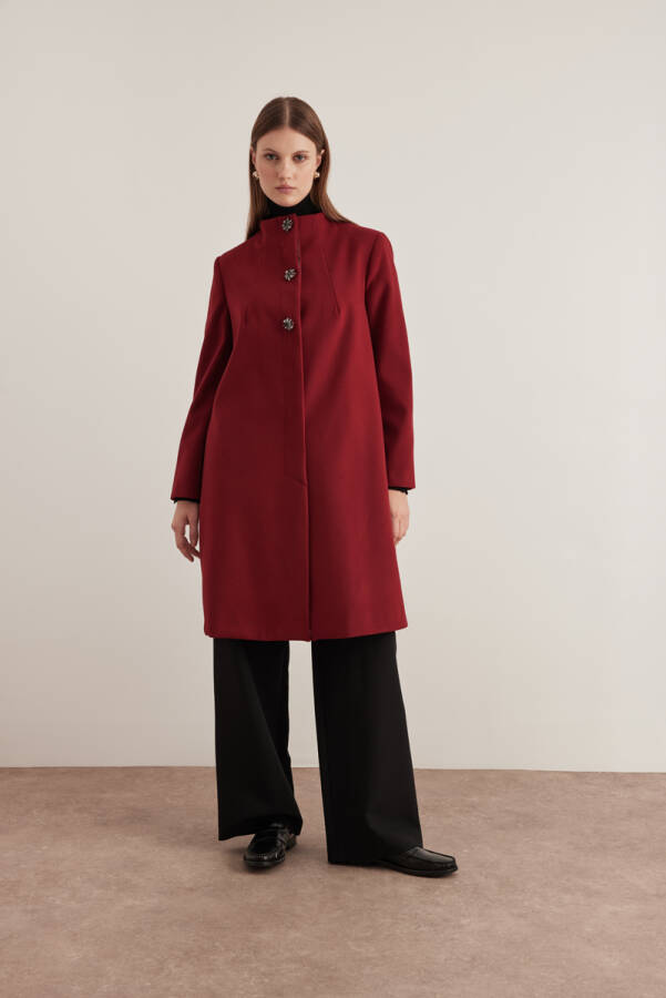 Bordo Bisiklet Yaka Kaban - 4