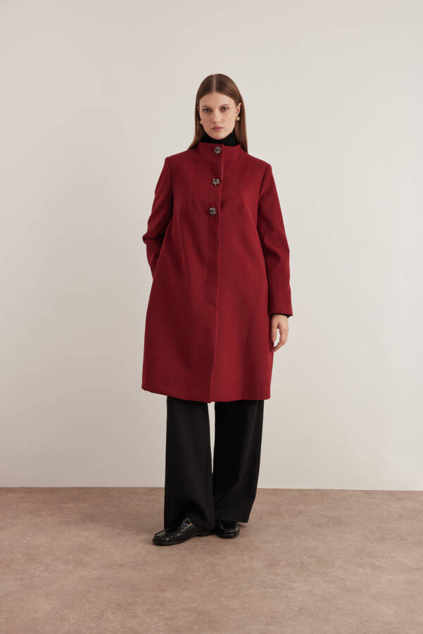 Bordo Bisiklet Yaka Kaban - 6