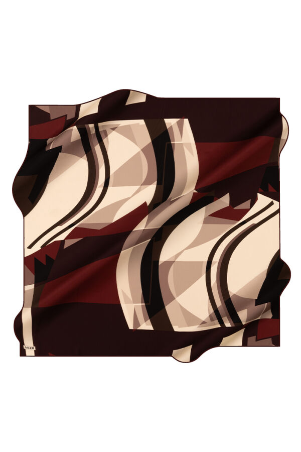 Bordo 90X90 İpek Krep Saten Eşarp - 1