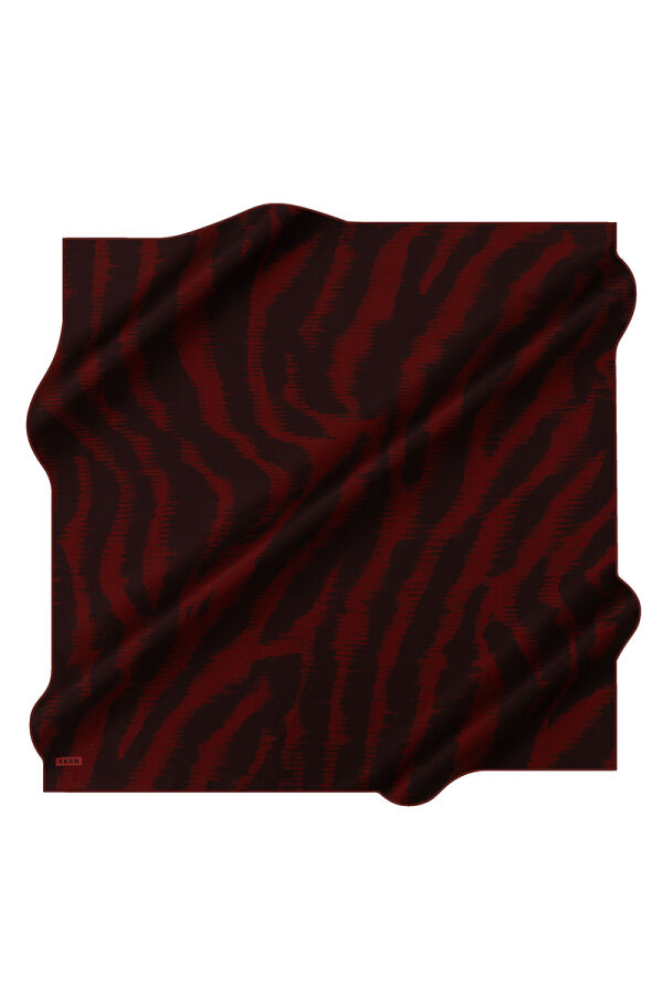 Bordo 90X90 İpek Krep Saten Eşarp - 1
