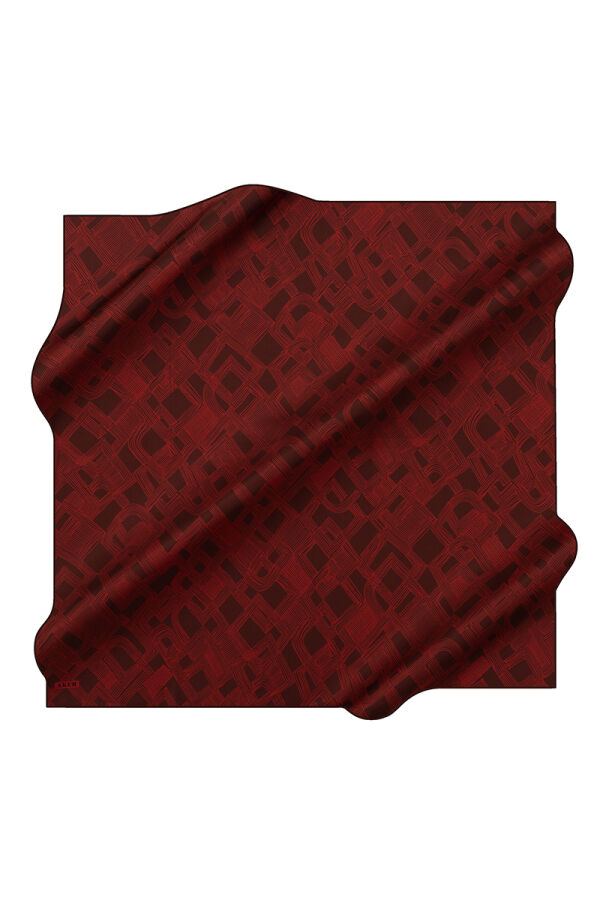 Bordo 90X90 İpek Krep Saten Eşarp - Aker
