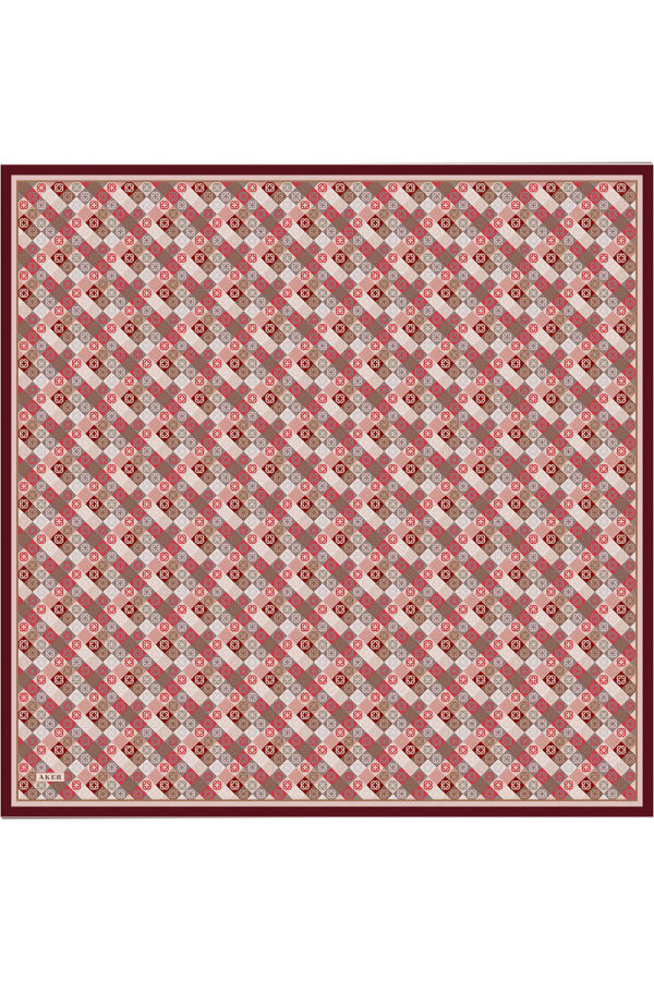 Bordo 90X90 İpek Krep Saten Eşarp - Aker