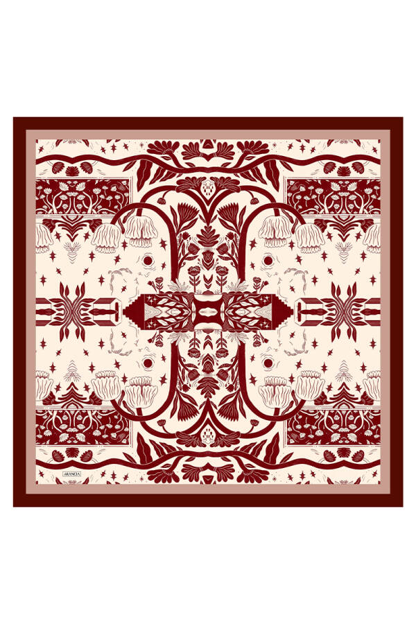 Bordo 90X90 İpek Twill Eşarp - 1