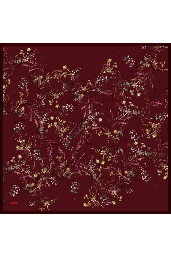 Bordo 90X90 İpek Twill Eşarp - 1