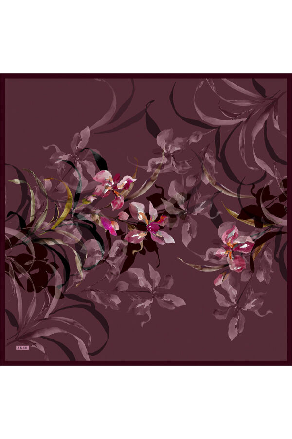 Bordo 90X90 İpek Twill Eşarp - Aker