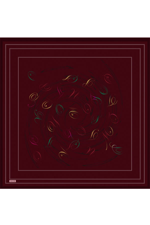 Bordo 90X90 İpek Twill Eşarp - Aker