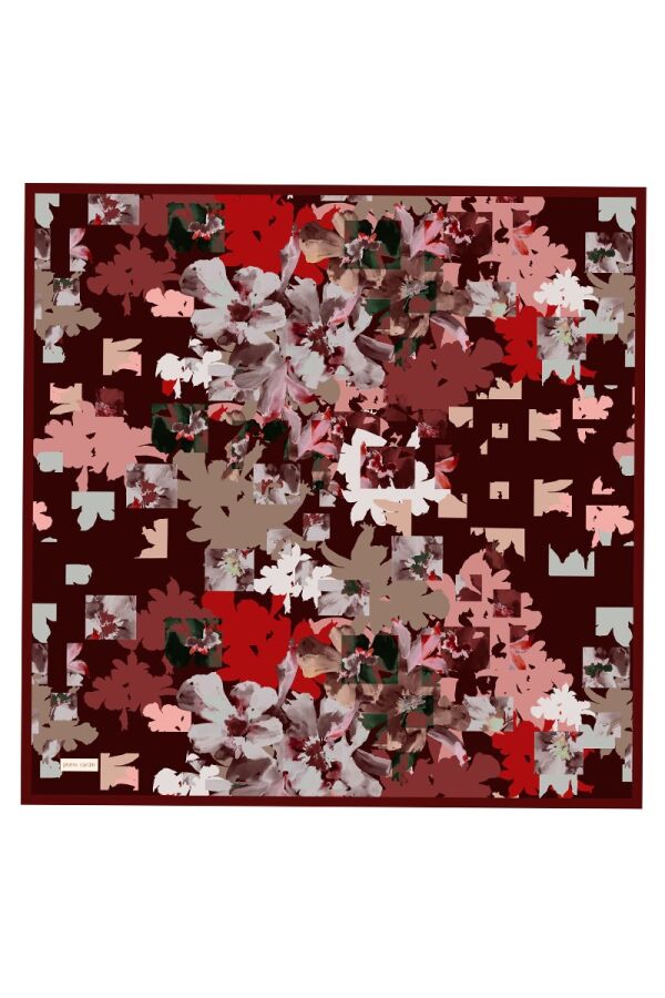 Bordo 90X90 İpek Twill Eşarp - Pierre Cardin