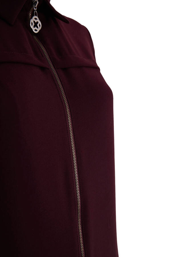 Bordo Anler Detaylı Fermuarlı Ferace - Aker (1)