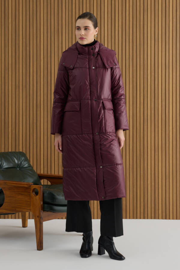 Bordo Arka Beli Lastikli Mont - 4