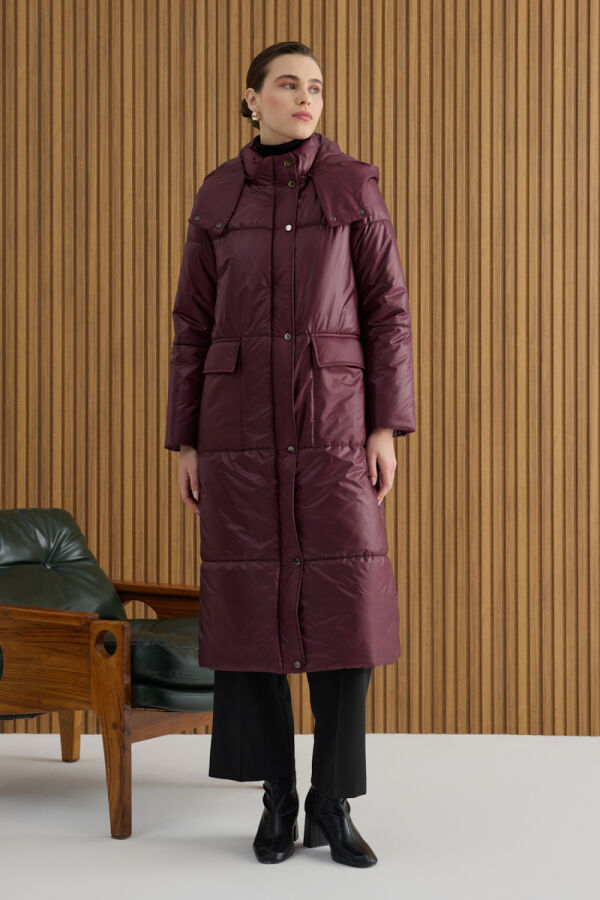 Bordo Arka Beli Lastikli Mont - 5