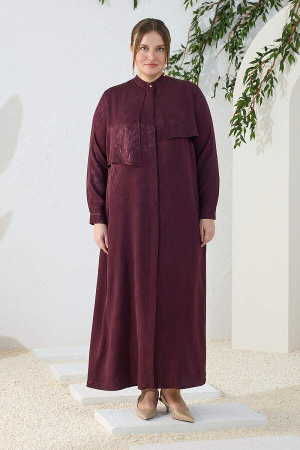 Bordo Asimetrik Rüzgarlı Ferace - 3