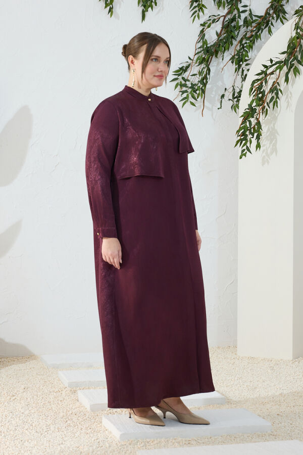 Bordo Asimetrik Rüzgarlı Ferace - 4