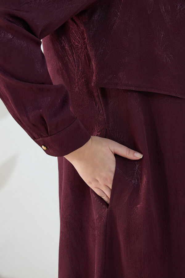 Bordo Asimetrik Rüzgarlı Ferace - 6