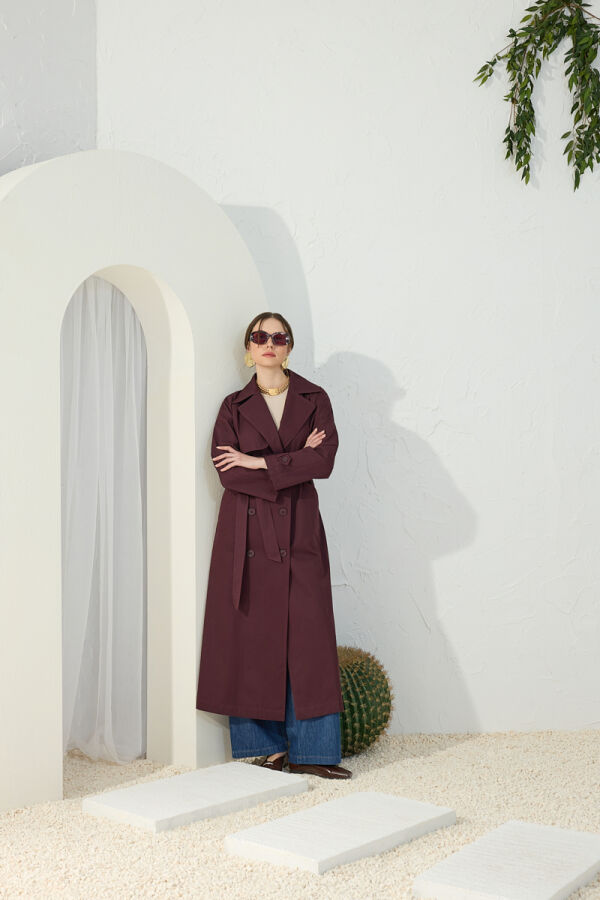 Bordo Astarsız Trençkot - Aker