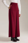 Bordo Beli Lastik Detaylı Dökümlü Pantolon Etek - 3