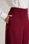 Bordo Beli Lastik Detaylı Dökümlü Pantolon Etek - 4
