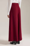 Bordo Beli Lastik Detaylı Dökümlü Pantolon Etek - 5