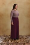 Bordo Beli Lastikli Pantolon Etek - 4