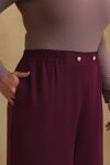 Bordo Beli Lastikli Pantolon Etek - 6