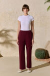 Bordo Beli Lastikli Pijama Altı - 2