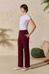 Bordo Beli Lastikli Pijama Altı - 3