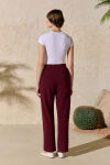 Bordo Beli Lastikli Pijama Altı - 4