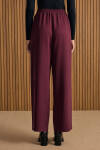 Bordo Beli Lastikli Tencel Pantolon - 6