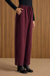 Bordo Beli Lastikli Tencel Pantolon - 4