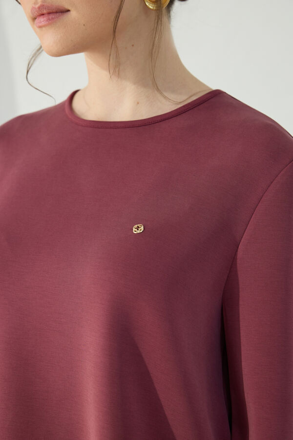 Bordo Bisiklet Yaka Örme Bluz - 6