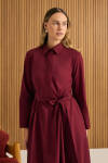 Bordo Cotton Elbise - 3