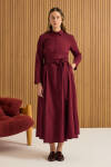 Bordo Cotton Elbise - 4