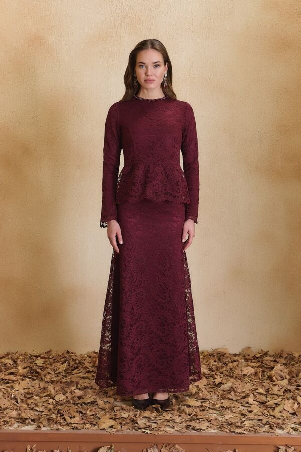 Bordo Dantelli Bluz - 3