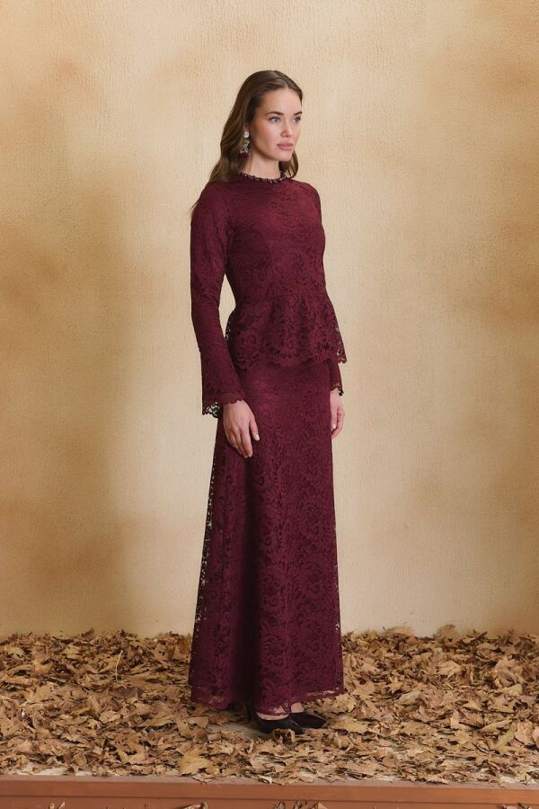 Bordo Dantelli Bluz - 4