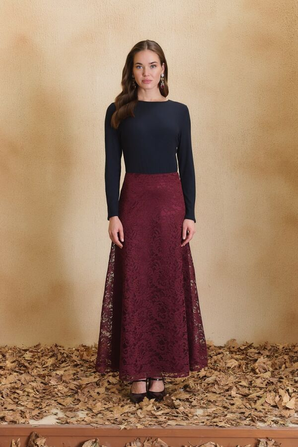Bordo Dantelli Etek - 4