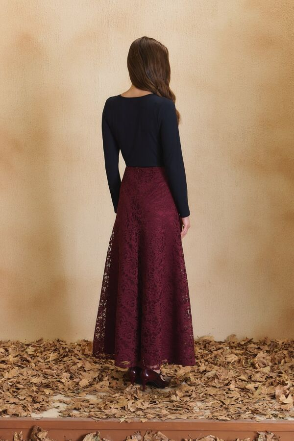 Bordo Dantelli Etek - 7