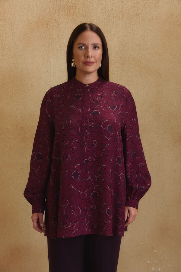 Bordo Desenli Bluz - 3