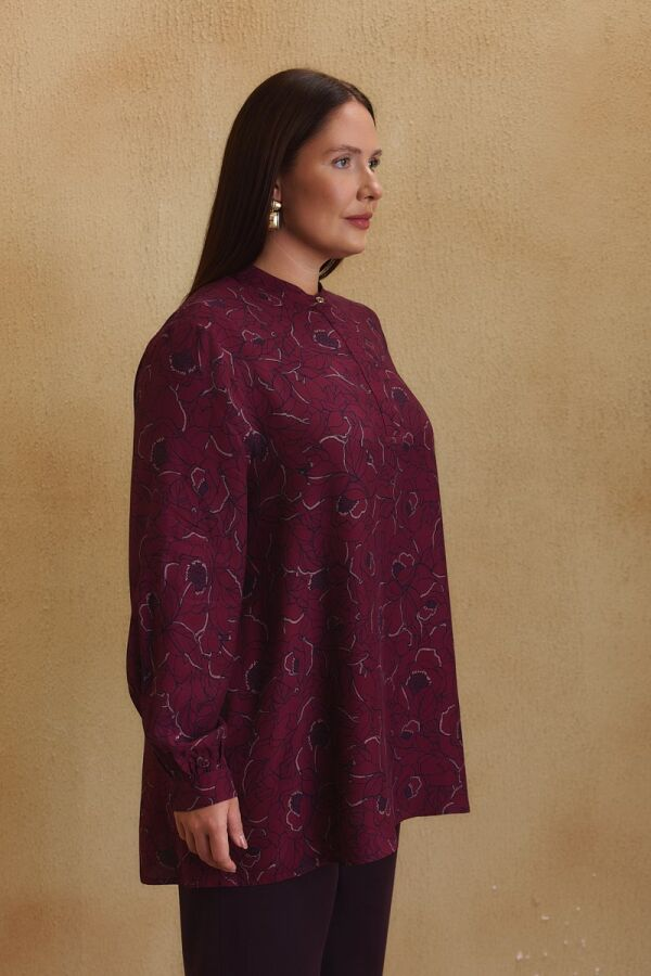 Bordo Desenli Bluz - 4