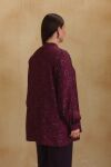 Bordo Desenli Bluz - 6