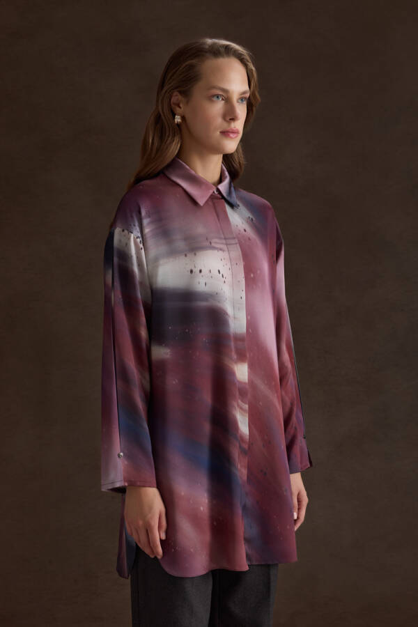 Bordo Desenli Klasik Tunik - 3