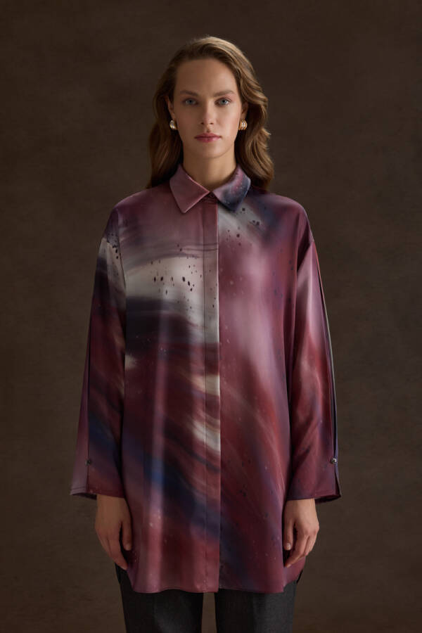 Bordo Desenli Klasik Tunik - Aker (1)