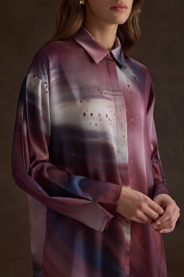 Bordo Desenli Klasik Tunik - 4