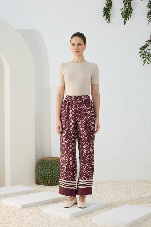 Bordo Desenli Pantolon - 2