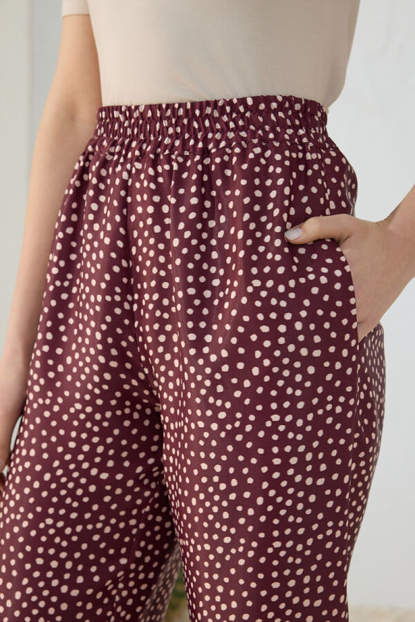 Bordo Desenli Pantolon - 6