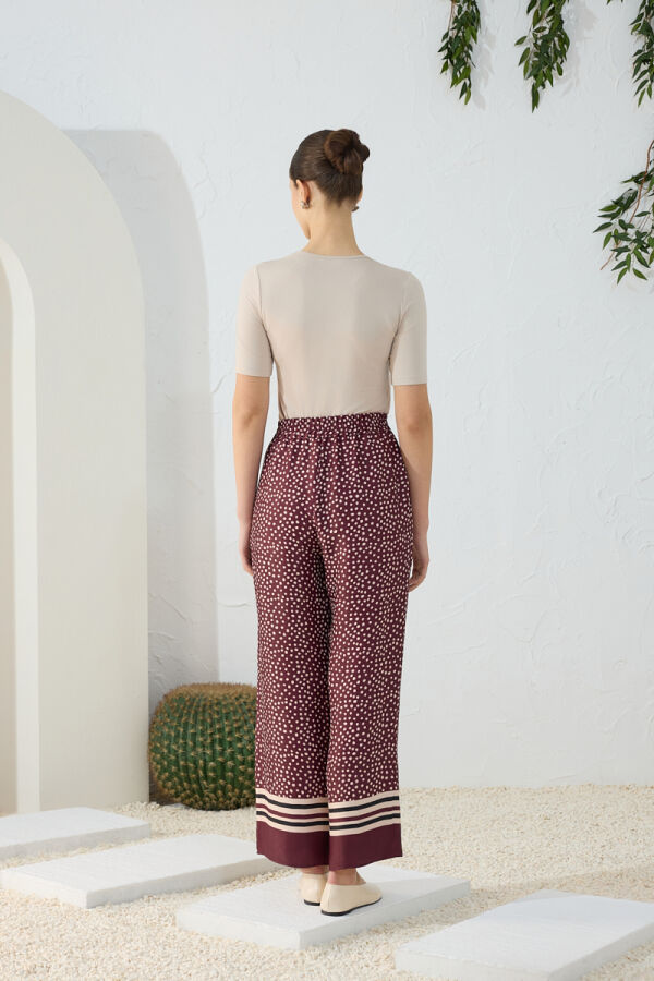 Bordo Desenli Pantolon - 7