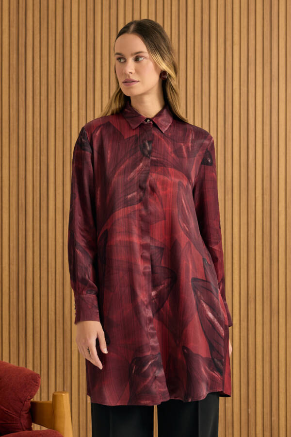 Bordo Desenli Tunik - Aker (1)