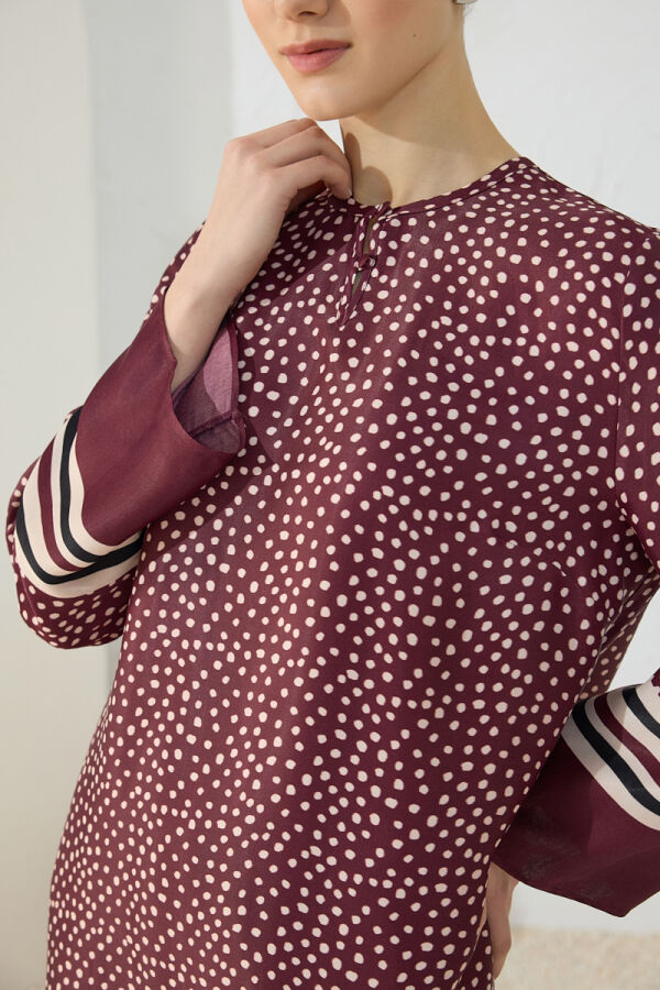 Bordo Desenli Tunik - 4