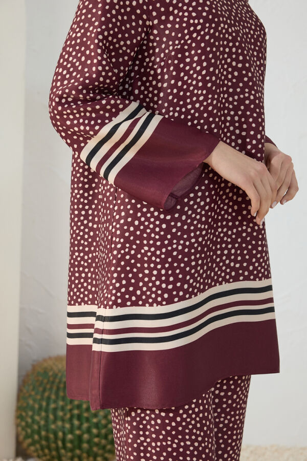Bordo Desenli Tunik - 5